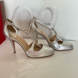 Talbots Snakeskin Silver Shoe Size 10AA